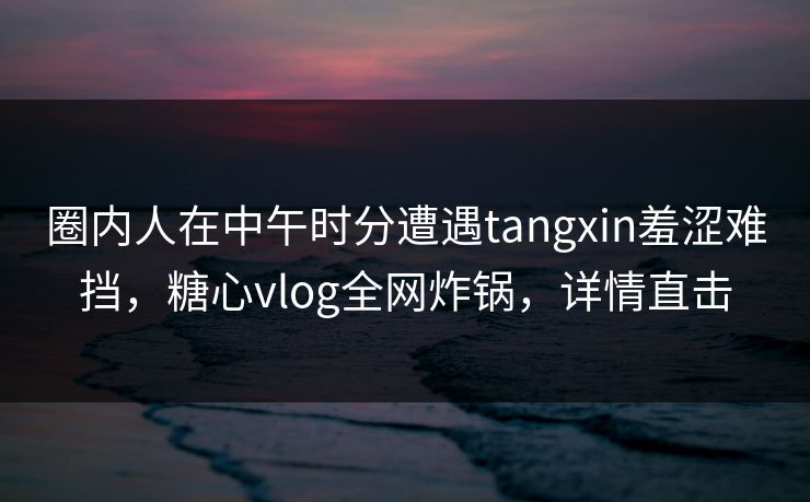 圈内人在中午时分遭遇tangxin羞涩难挡，糖心vlog全网炸锅，详情直击