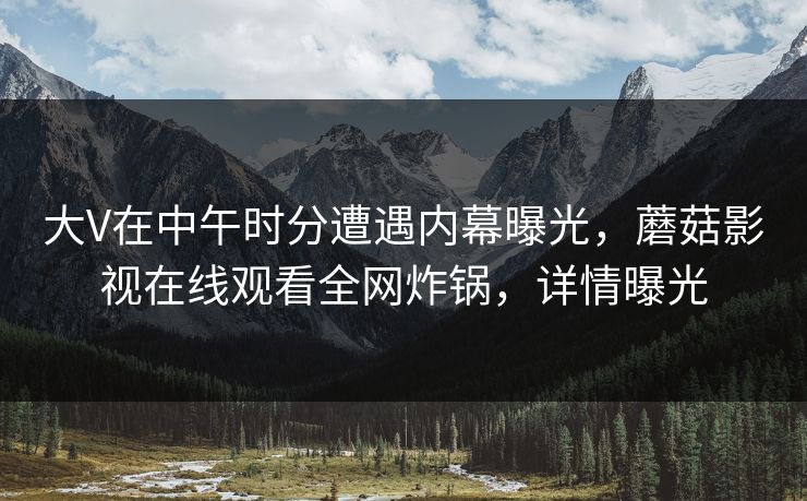 大V在中午时分遭遇内幕曝光，蘑菇影视在线观看全网炸锅，详情曝光